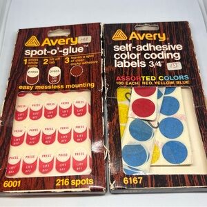 Vintage 70s 80s Avery Spot O Glue Self Adhesive Color Coding Labels Movie Prop